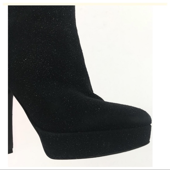 BARNEYS NEW YORK METALLIC BLACK BOOTIES ANKLE - Picture 3 of 7